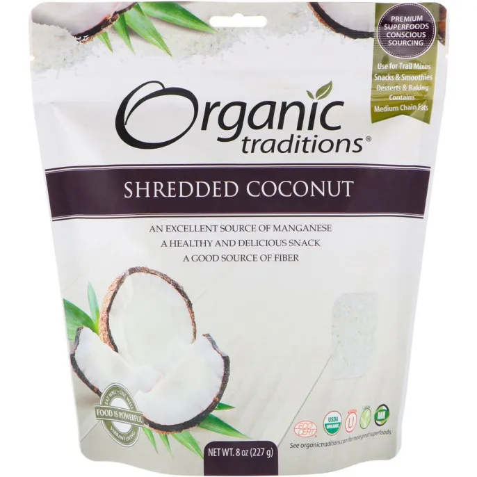 Organic Traditions, Кокосовая стружка, 8 унций (227 г)