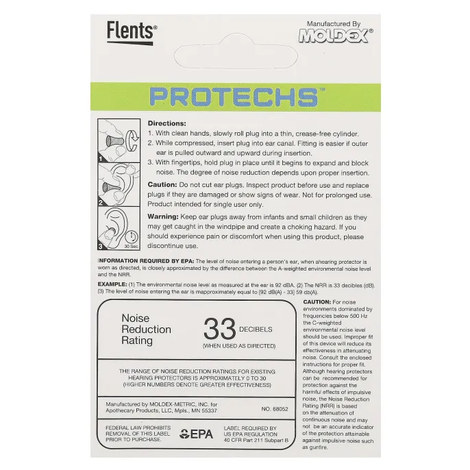 Flents, Protechs, беруши, для занятий спортом, 8 пар в футляре