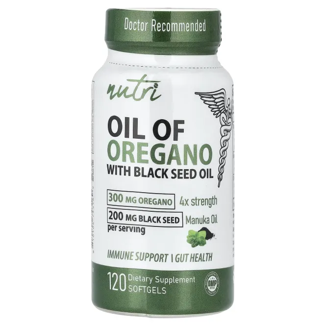 Nutri, масло орегано с маслом чёрного тмина, 120 капсул