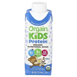 Orgain, Kids Protein™, органический питательный коктейль, ваниль, 4 пакетика по 244 мл (8,25 жидк. унции)