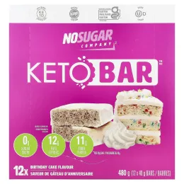 No Sugar Company, Keto Bar ™, праздничный торт, 12 батончиков, по 40 г
