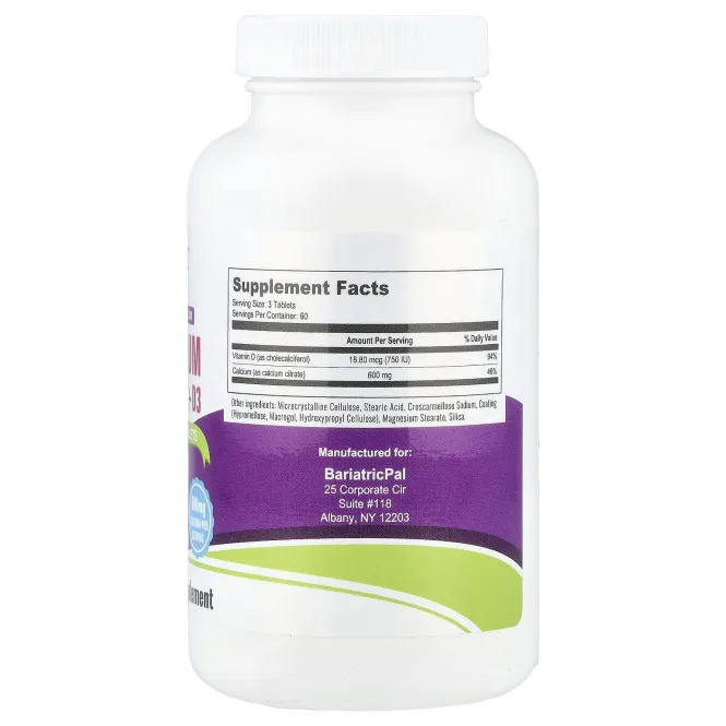 BariatricPal, цитрат кальция и D3, 180 таблеток, покрытых оболочкой