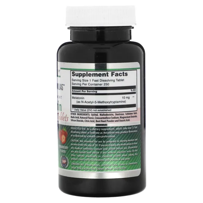 Amazing Nutrition, Мелатонин, клубника, 10 мг, 250 таблеток