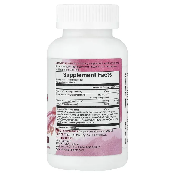 Micro Ingredients, Blood Booster+, 60 вегетарианских капсул