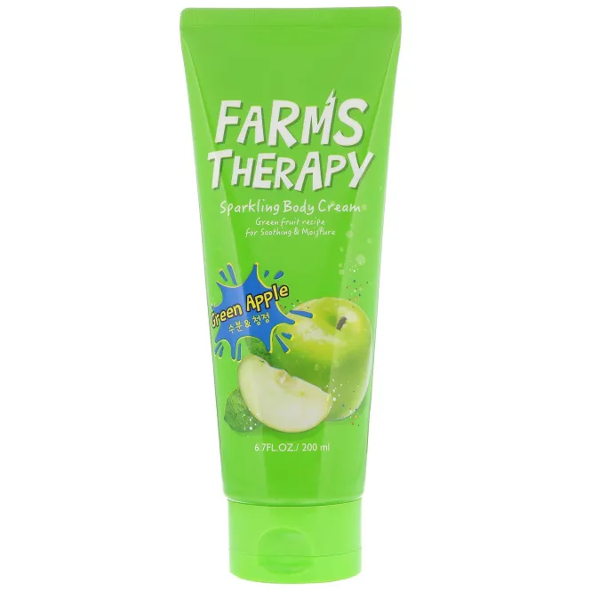 Doori Cosmetics, Farms Therapy, сверкающий крем для тела, зеленое яблоко, 200 мл