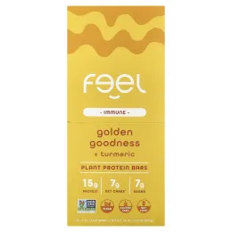 The Feel Bar, Immune, батончики с растительным протеином, «золотая польза» и куркума, 10 батончиков по 57 г (2 унции)