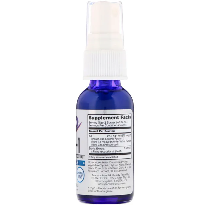Now Foods, IGF-1, Deer Antler Velvet Extract, Lemon Flavor, 1 fl oz (30 ml)