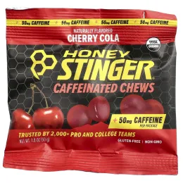 Honey Stinger, жевательные таблетки с кофеином, вишня, 12 пакетиков по 50 г (1,8 унции)
