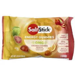 SaltStick, энергетические жевательные таблетки, апельсин, манго и гуава, 10 пакетиков по 50 г (1,76 унции)