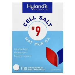 Hyland's Naturals, Cell Salt # 9, Nat. Mur 6X, 100 быстрорастворимых отдельных таблеток