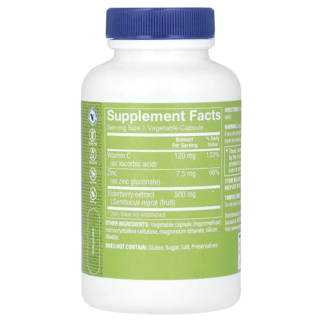 The Vitamin Shoppe, бузина с витамином C и цинком, 90 растительных капсул