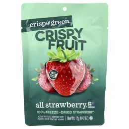 Crispy Green, Crispy Fruit, со вкусом клубники, 4 пакетика по 12 г (0,42 унции)