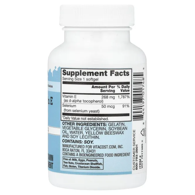 Vitacost, Natural Vitamin E with Selenium, 90 Softgels