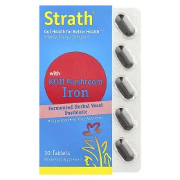 Bio-Strath, Постбиотик из ферментированных травяных дрожжей, с железом из грибов кодзи, 30 таблеток