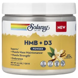 Solaray, HMB и D3 в порошке, натуральный ванильный вкус, 120 г (4,2 унции)