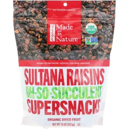 Made in Nature, Сочный органический изюм Sultana, суперзакуска Oh-So-Succulent, 425 г