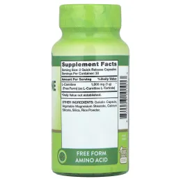 Nature's Truth, L-карнитин, Mega Strength, 1000 мг, 60 капсул быстрого высвобождения (500 мг в каждой капсуле)