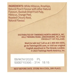 Twinings, Herbal Tea, персик и апельсин, без кофеина, 20 чайных пакетиков, 50 г (1,76 унции)