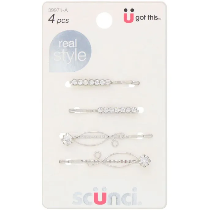 Scunci, Невидимки с камушками Real Style, 4 штуки