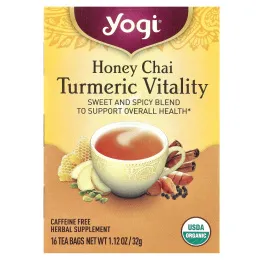 Yogi Tea, Turmeric Vitality, чай с медом и куркумой, 16 чайных пакетиков, 32 г (1,12 унции)