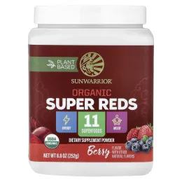 Sunwarrior, органические суперкрасные фрукты, с ягодным вкусом, 252 г (8,8 унции)