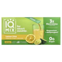 IQBAR, IQMIX®, смесь для увлажнения, чистоты и настроения, лимон и лайм, 20 пакетиков по 8 г (0,28 унции)