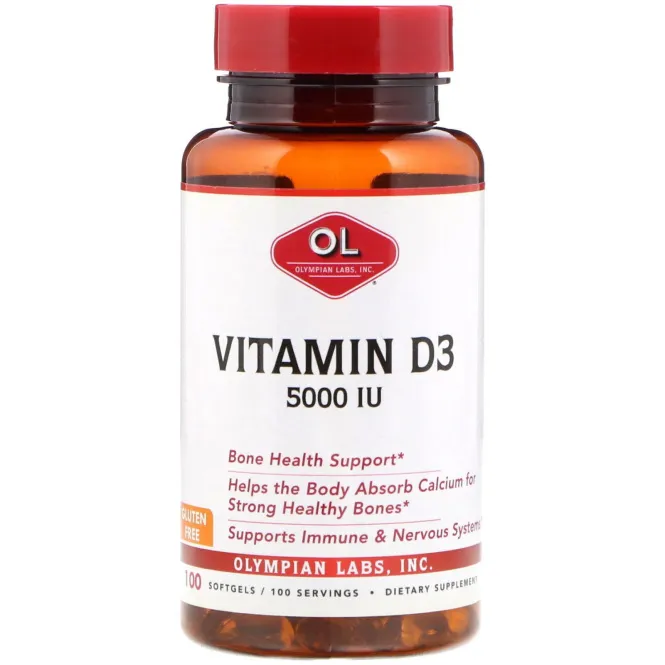 Olympian Labs, Vitamin D3, 5000 IU, 100 Softgels