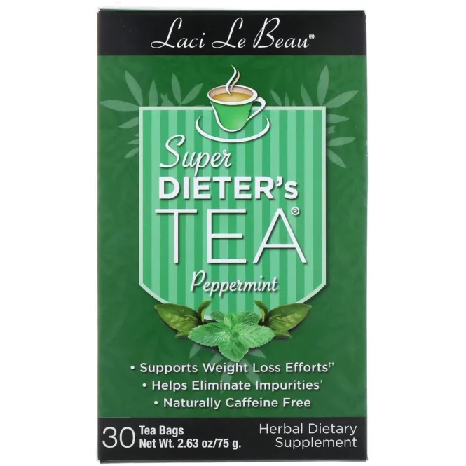 Natrol, Laci Le Beau, диетический чай Super Dieter's Tea, с перечной мятой, 30 чайных пакетиков, 75 г