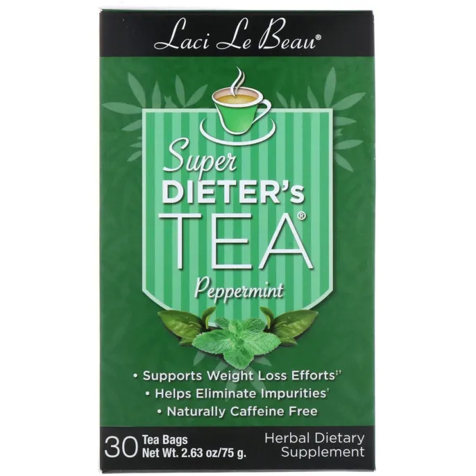 Natrol, Laci Le Beau, диетический чай Super Dieter's Tea, с перечной мятой, 30 чайных пакетиков, 75 г