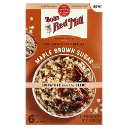 Bob's Red Mill, Овсянка быстрого приготовления, цельнозерновые, кленовый коричневый сахар, 6 пакетиков по 45 г (1,59 унции)