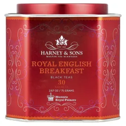 Harney & Sons, черный чай, королевский английский завтрак, 30 пакетиков, 75 г (2,67 унции)