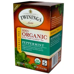 Twinings, 100% органический травяной чай, мята перечная, 20 пакетиков, 1,41 унции (40 г)