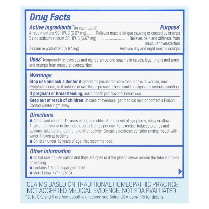 Boiron, Arnicare, средство от судорог в ногах, лимон, 3 тюбика, 11 жевательных таблеток в тюбике