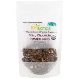 Sunbiotics, Органические изысканные снэки с пробиотиком, Тыквенные семечки, Шоколад со специями, 1,5 унции (42,5 г)