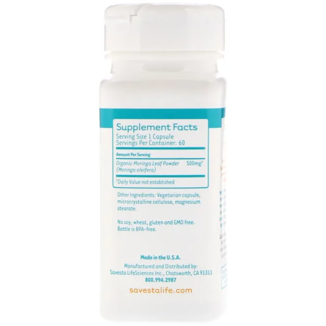 Savesta, Натуральные витамины и минералы, органическая моринга, 60 вегетарианских капсул