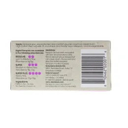 Veeda, 100% Natural Cotton Tampon, Super, 16 Tampons