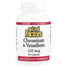 Natural Factors, Хром и Ванадий, 125 мкг, 90 капсул