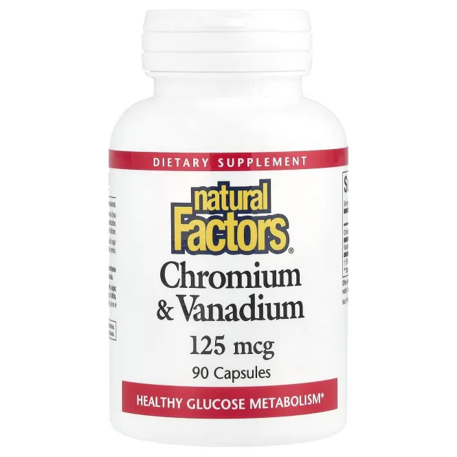 Natural Factors, Хром и Ванадий, 125 мкг, 90 капсул
