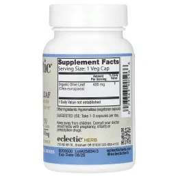 Eclectic Herb, сублимированные листья оливкового дерева, 400 мг, 50 вегетарианских капсул