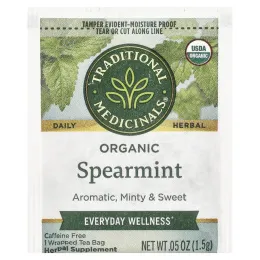 Traditional Medicinals, органическая кудрявая мята, без кофеина, 16 упакованных чайных пакетиков, 24 г (0,85 унции)