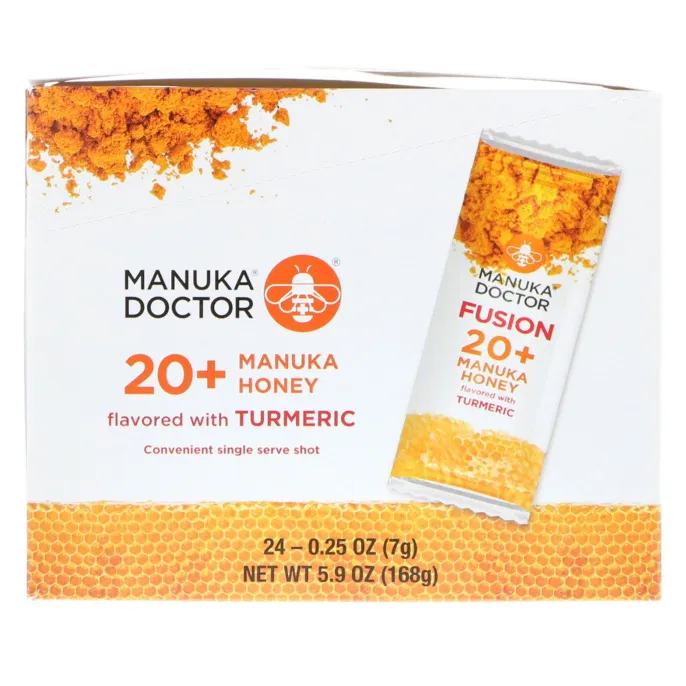 Manuka Doctor, Fusion 20+ Manuka Honey, Flavored with Turmeric, 24 Sachets, .25 oz (7 g) Each