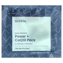 Bird and Be, Сила фертильности для мужчин + коэнзим Q10, 30 веганских пакетиков