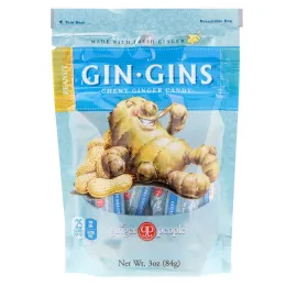 The Ginger People, Gin Gins, Жевательные имбирные конфеты, Арахис, 3 унц. (84 г)