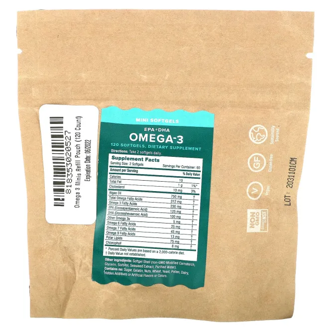 iWi, омега-3, ЭПК + ДКГ в мини-пакетиках, 120 капсул