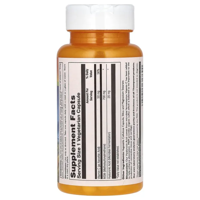 Thompson, Гиалуроновая кислота - МСМ, 30 растительных капсул