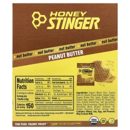 Honey Stinger, Energy, вафли с ореховой пастой, арахисовая паста, 12 вафель, 30 г (1,06 унции) каждая