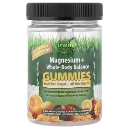 Irwin Naturals, магний и баланс всего организма, со вкусом манго и апельсина, 30 жевательных таблеток
