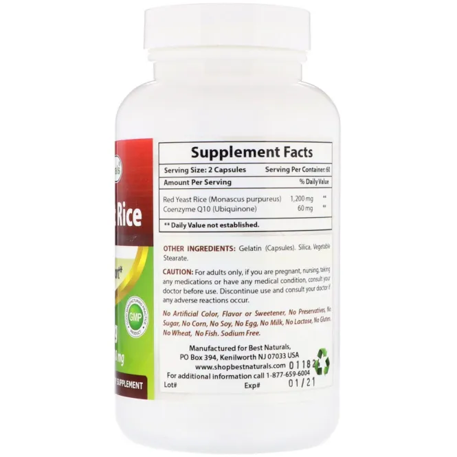 Best Naturals, Red Yeast Rice, with CoQ10, 600 mg, 120 Capsules