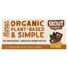 Skout Organic, протеиновый батончик, шоколад и арахисовая паста, 12 батончиков по 55 г (1,9 унции)