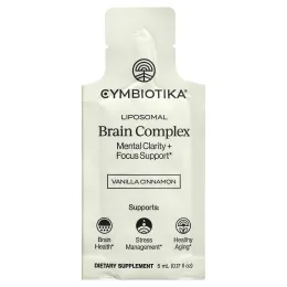 Cymbiotika, липосомальный комплекс для здоровья мозга, ваниль и корица, 26 пакетиков с жидкостью, 5 мл (0,17 жидк. унции)